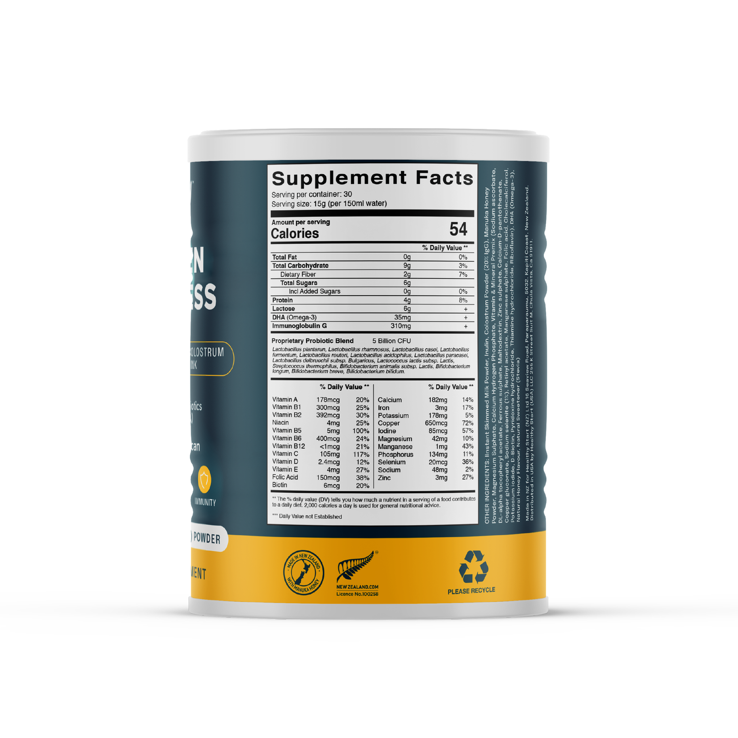 LAZU GOLDEN WELLNESS - Colostrum Powder & Manuka Honey Drink Promotes Gut Health, Performance