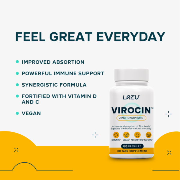 LAZU VIROCIN™ Natural Zinc, boost immunity, reduce inflammation, lower blood pressure, blood sugar aids skin repair