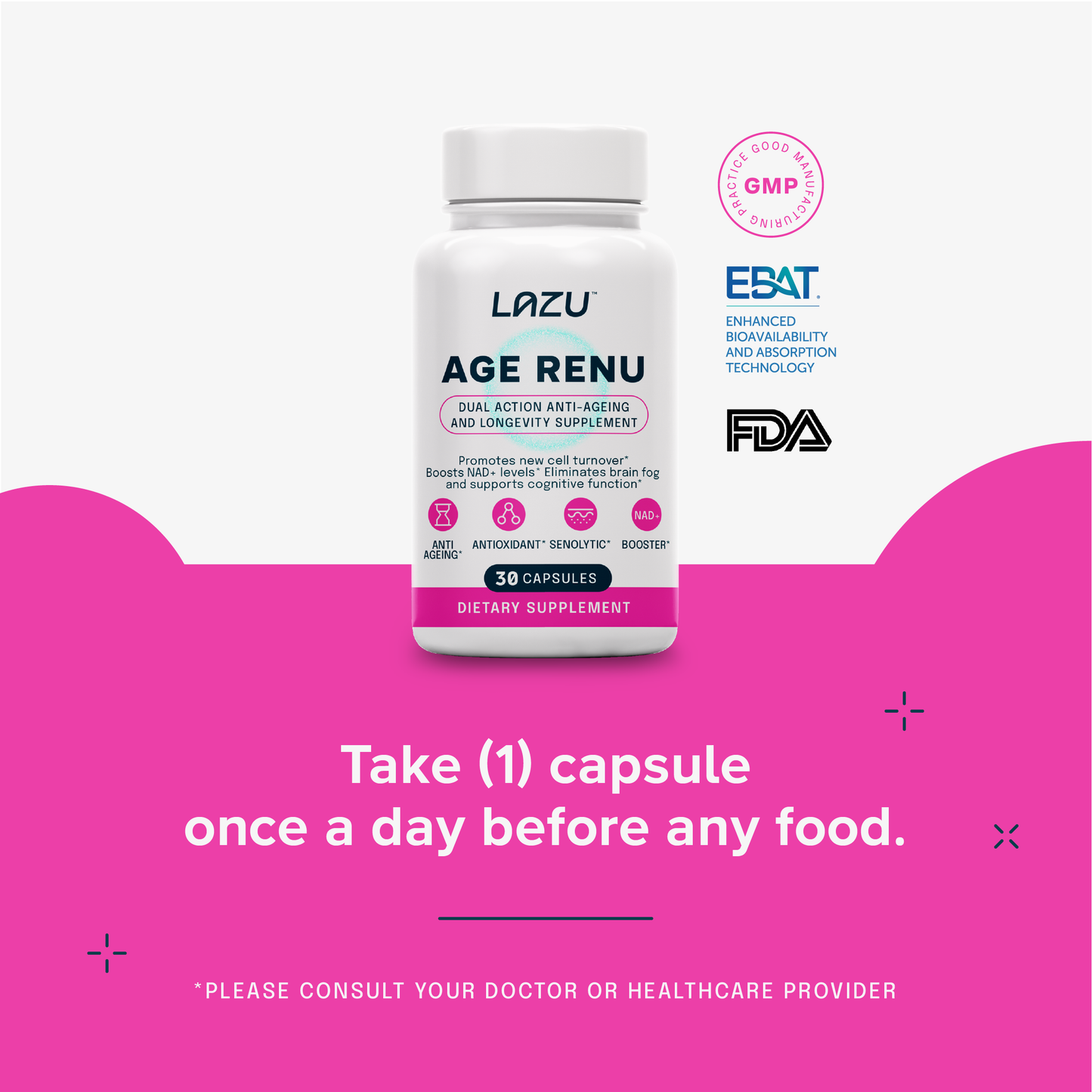 LAZU AGE RENU - Dual action Anti-ageing and longevity supplement