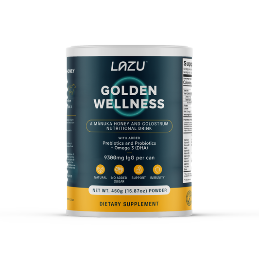 LAZU GOLDEN WELLNESS - Colostrum Powder & Manuka Honey Drink Promotes Gut Health, Performance